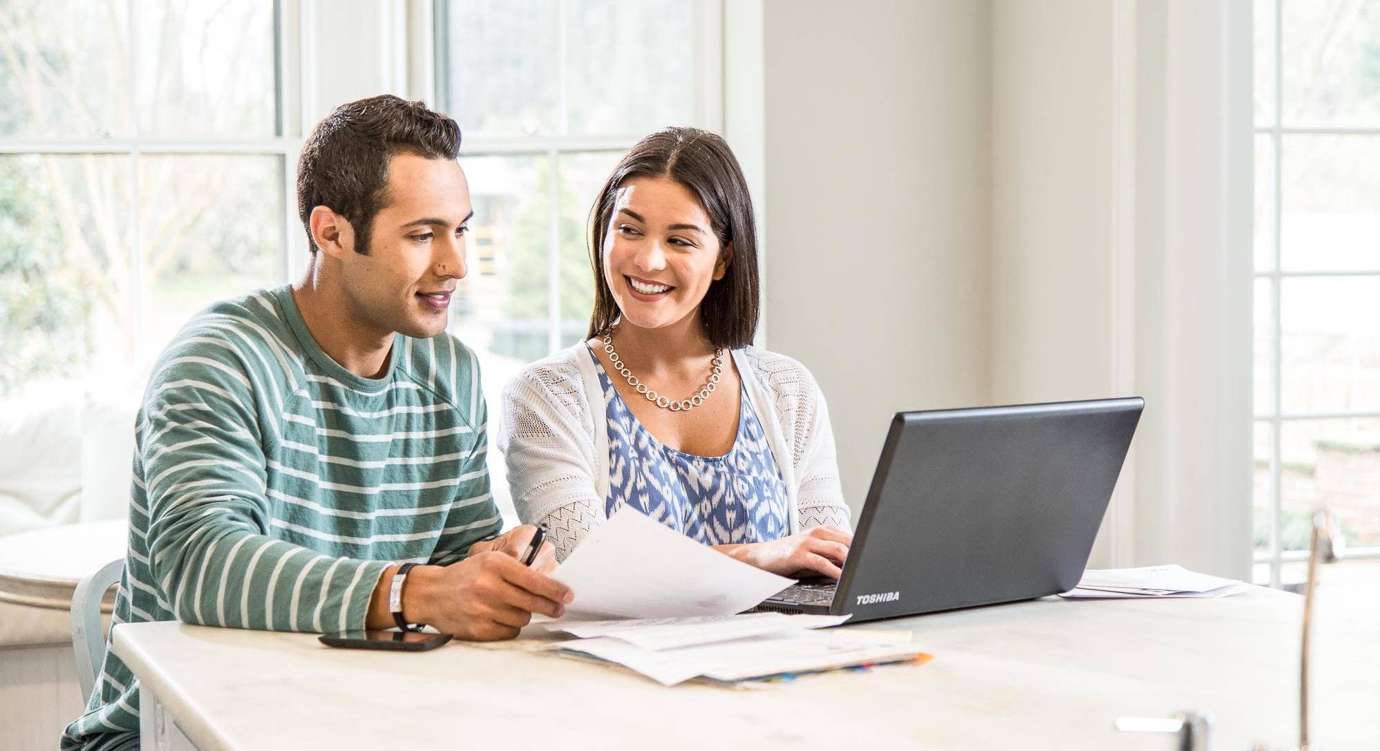 couple paying bills